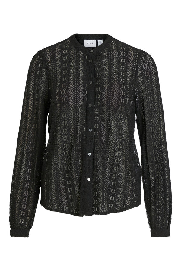 Vila Blusa de encaje con manga larga Negro