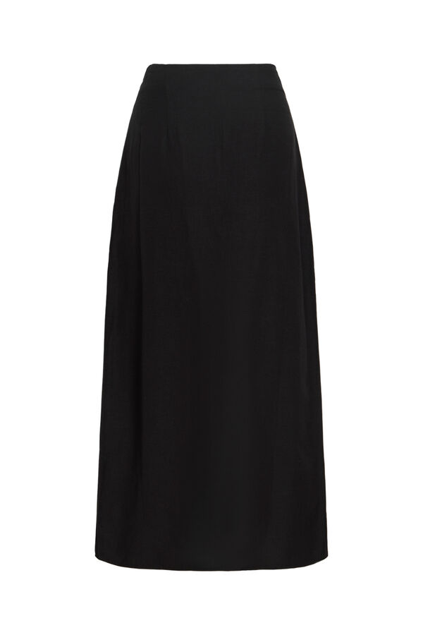 Vila Falda midi cruzada de lino Negro