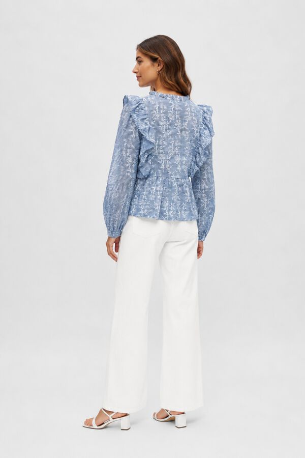 Object Blusa estampada volantes Azul marino