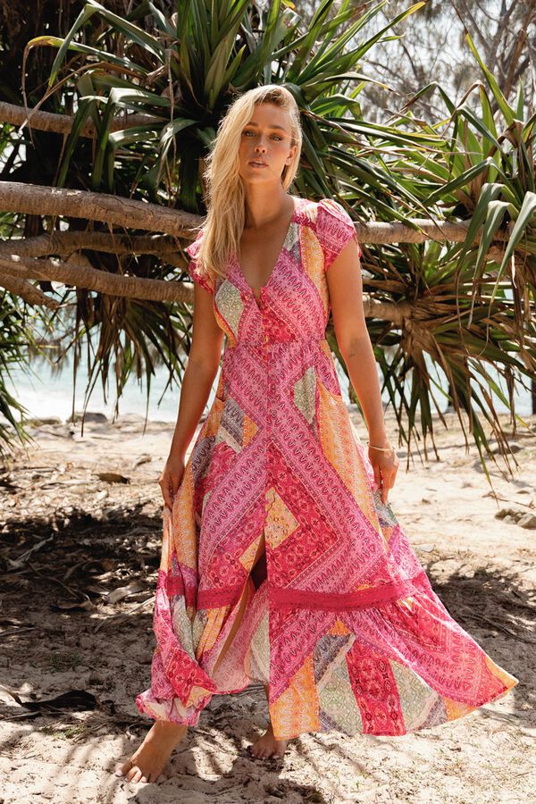 Jaase Vestido largo Carmen Fucsia