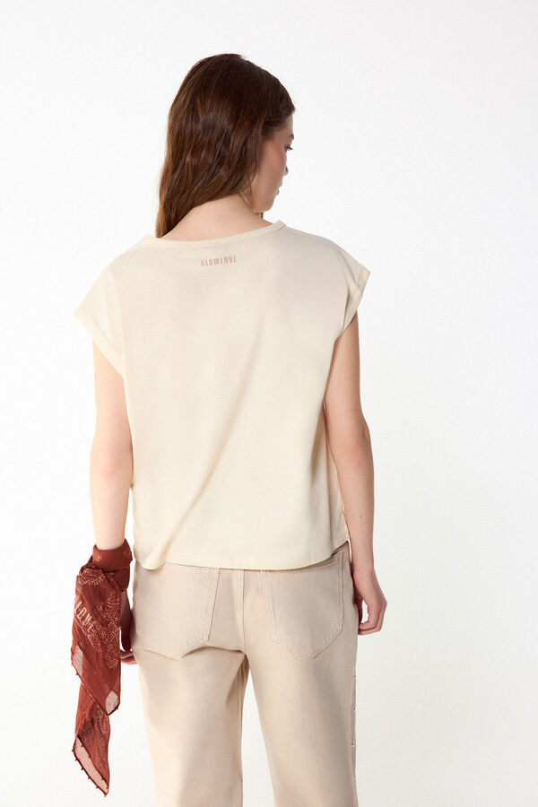 Slowlove Camiseta estampado bandana Marfil