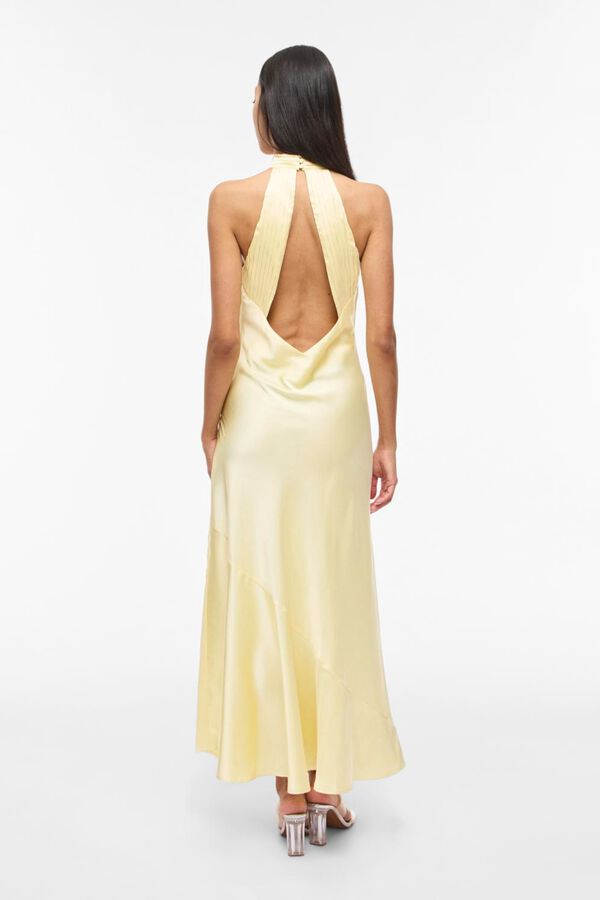 Vila Vestido largo cuello halter de fiesta Amarillo