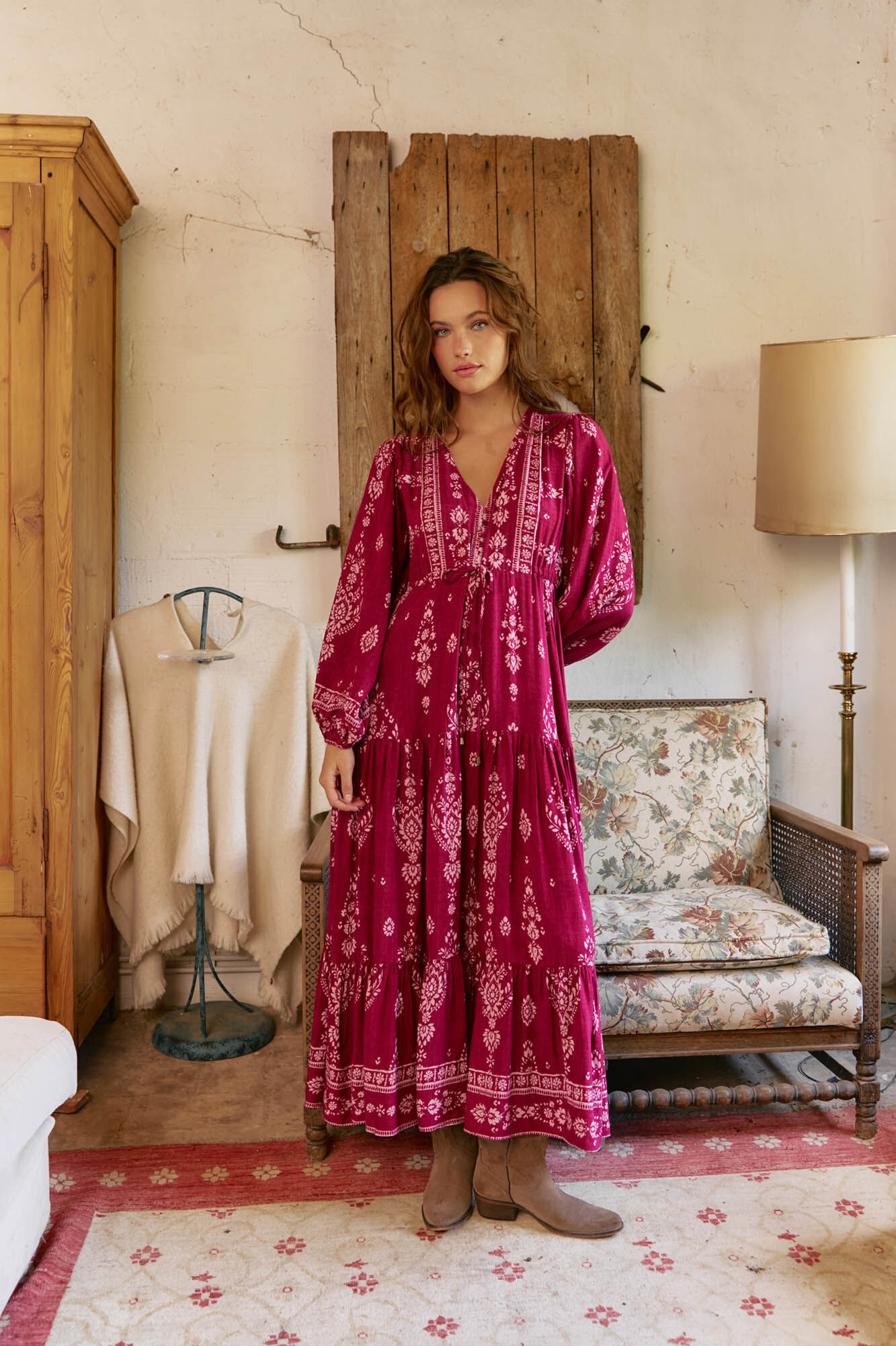 Jaase Vestido largo Teresa estampado Rhubarb