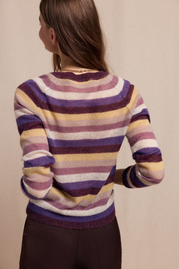 Slowlove Jersey botones rayas Lila