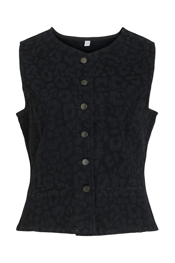 Vila Chaleco vaquero animal print Negro