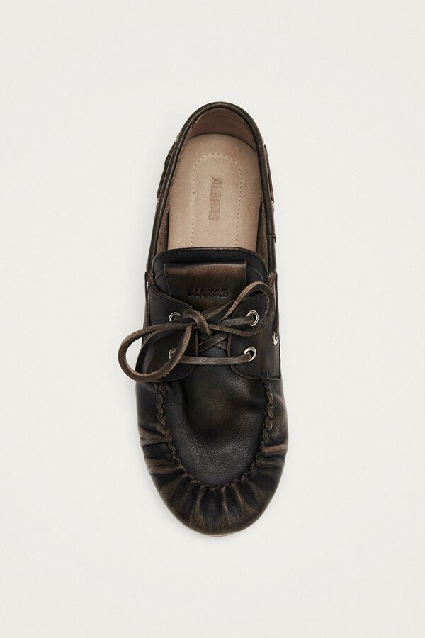 Alohas Mocasines de cuero efecto vintage Rowan Marr&oacute;n oscuro