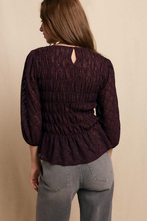 Slowlove Top estampado fruncido Granate