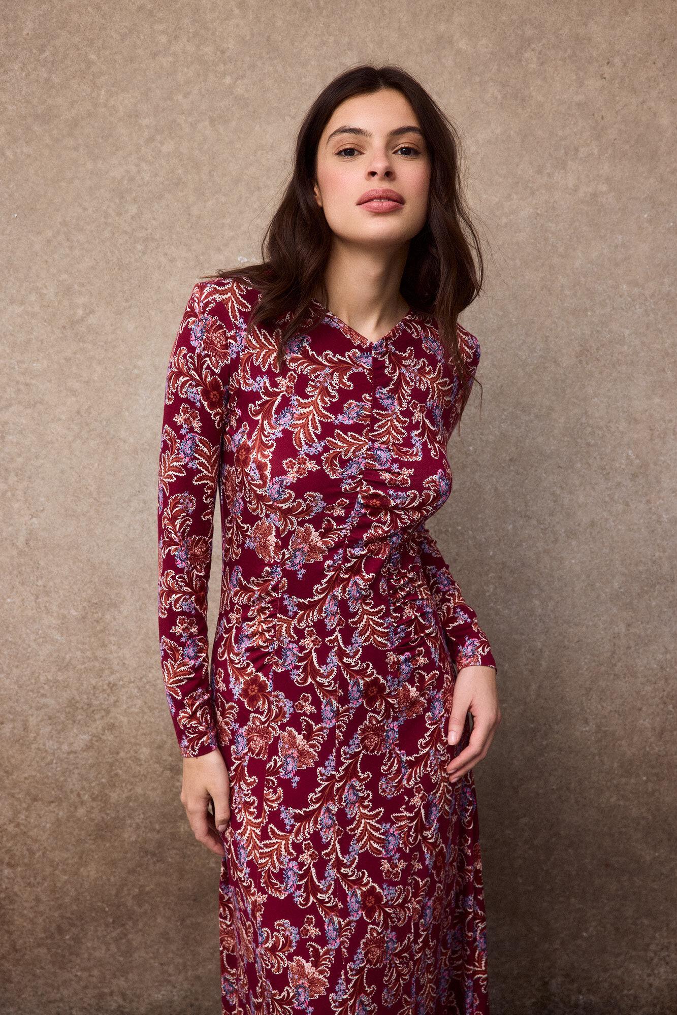 Slowlove Vestido estampado frunces