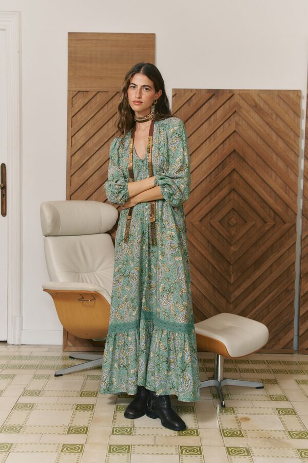 Jaase Vestido maxi Carmen Estampado verde