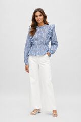 Object Blusa estampada volantes Azul marino