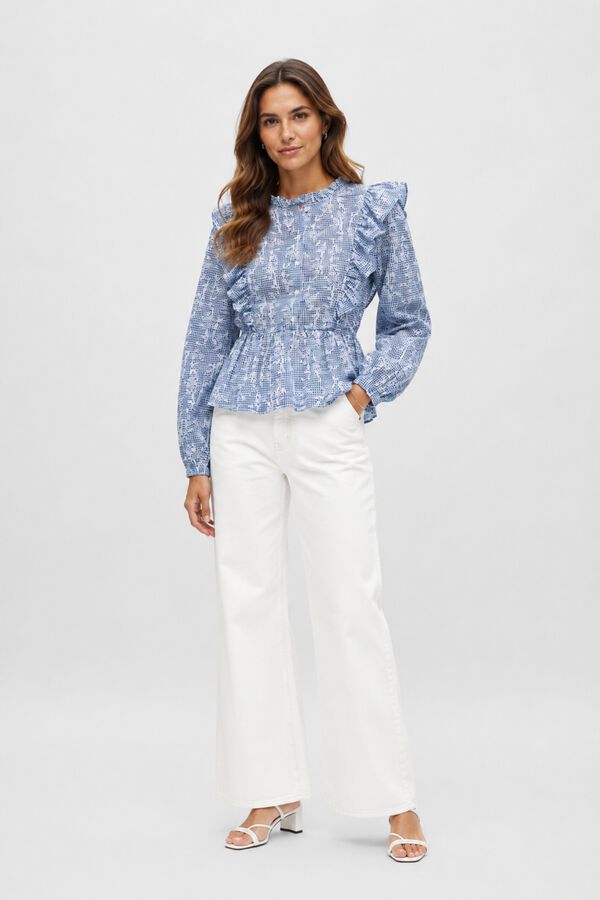 Object Blusa estampada volantes Azul marino
