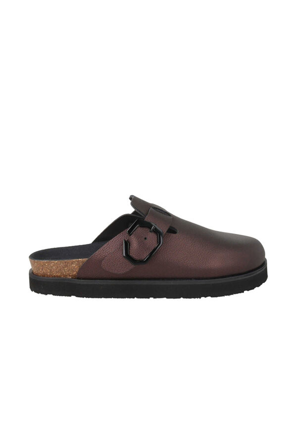 Genuins Zueco piel hebilla ajustable Granate
