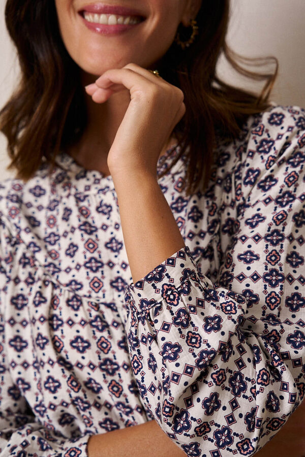 Pol&iacute;n Et Moi Camisa geom&eacute;trica Lila Estampado blanco