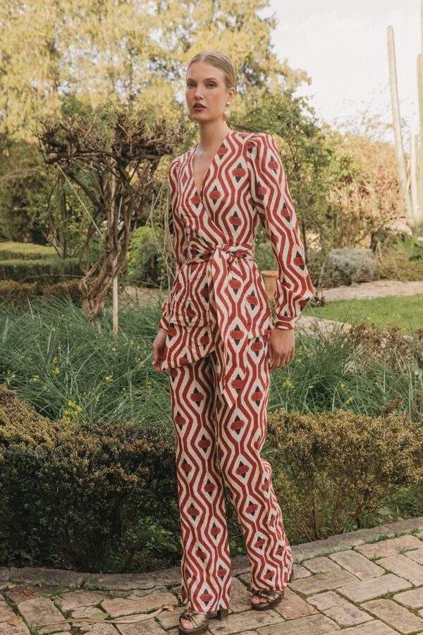 Cherubina Pantal&oacute;n Normanda Estampado naranja