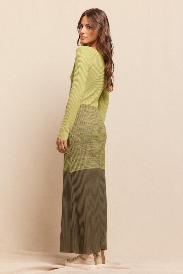 Slowlove Vestido punto canalé degradado Verde