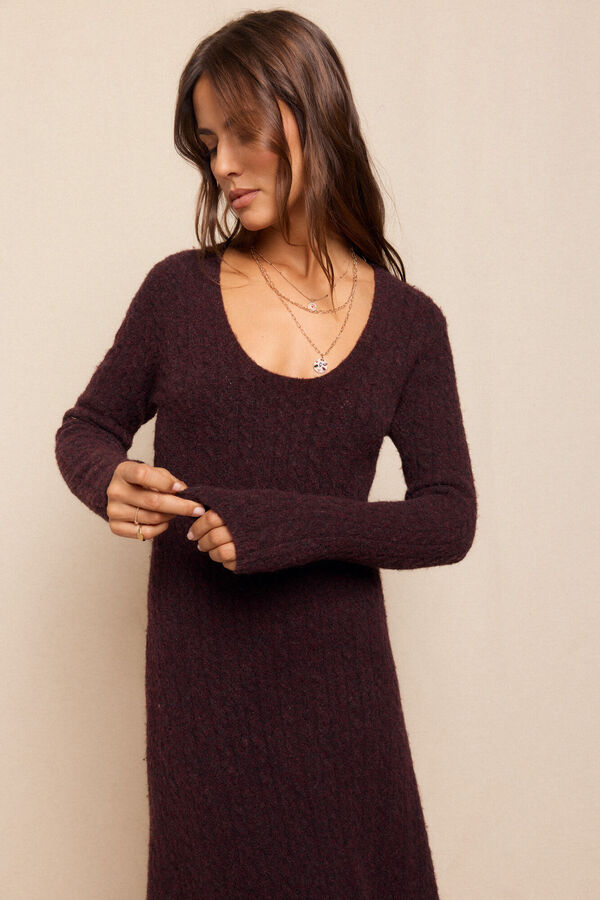 Slowlove Vestido punto aranés Granate