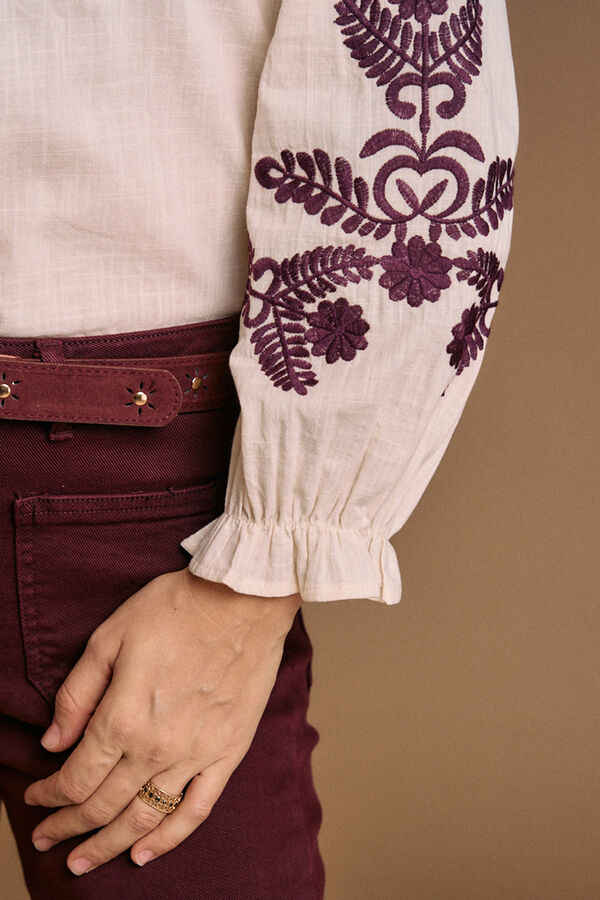 Pol&iacute;n Et Moi Blusa bordados Teresa Estampado blanco