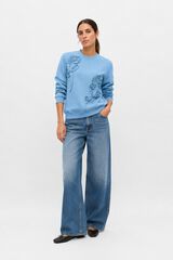 Object Sudadera bordado flores Azul