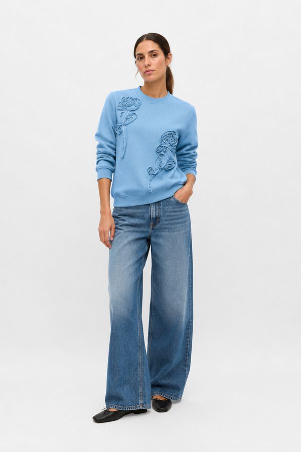 Object Sudadera bordado flores Azul