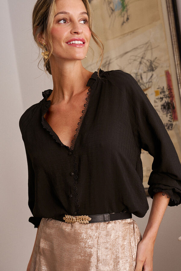 Pol&iacute;n Et Moi Camisa detalles Elisa Negro