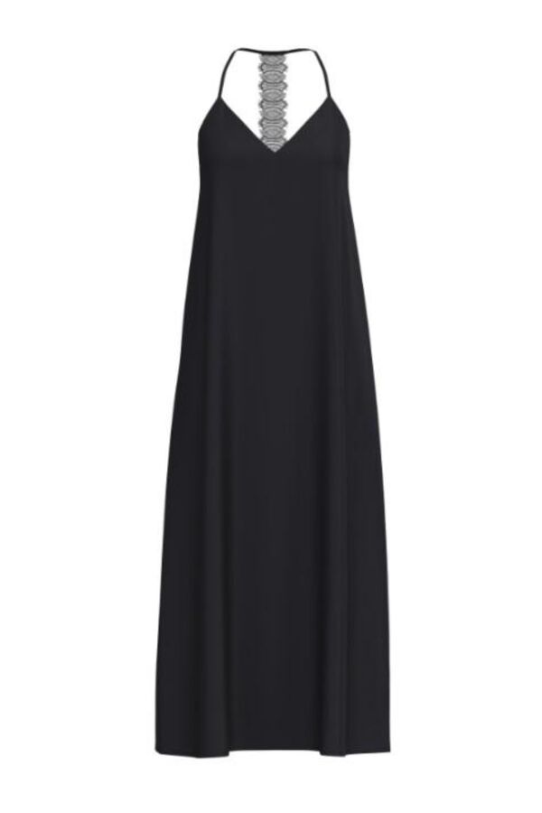 Vila Vestido largo de tirantes con encaje Negro