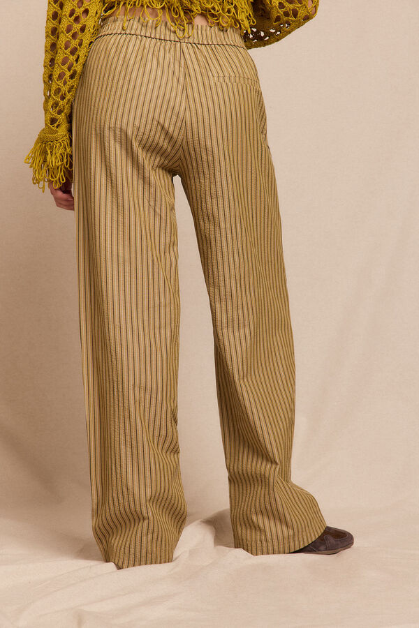 Slowlove Pantalón de rayas pijamero Estampado verde