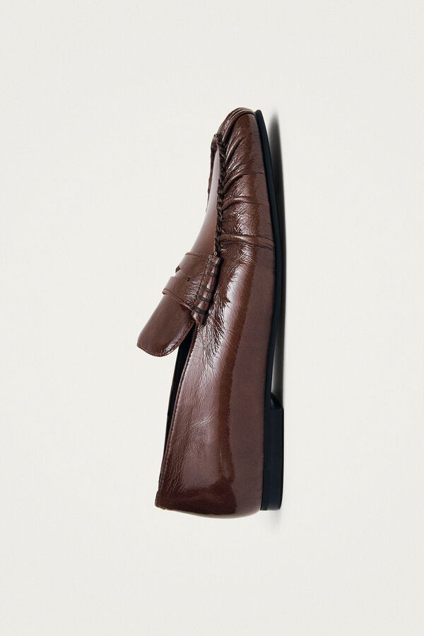 Alohas Mocasines de cuero efecto vintage Rowan Marr&oacute;n oscuro