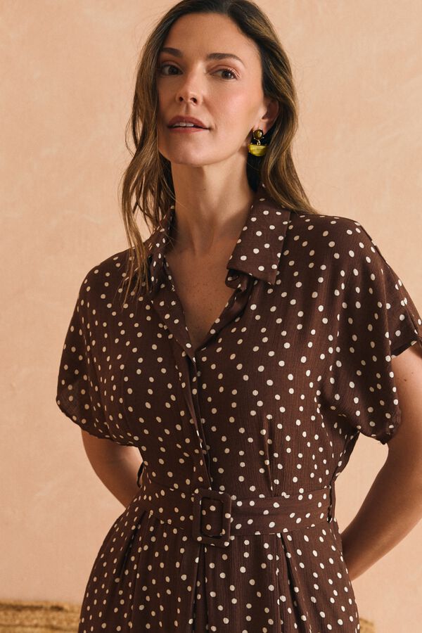 Pol&iacute;n Et Moi Vestido midi Vela Marr&oacute;n oscuro