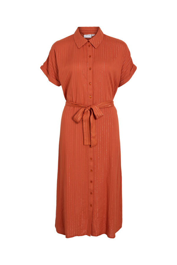 Vila Vestido camisero midi con l&uacute;rex Naranja