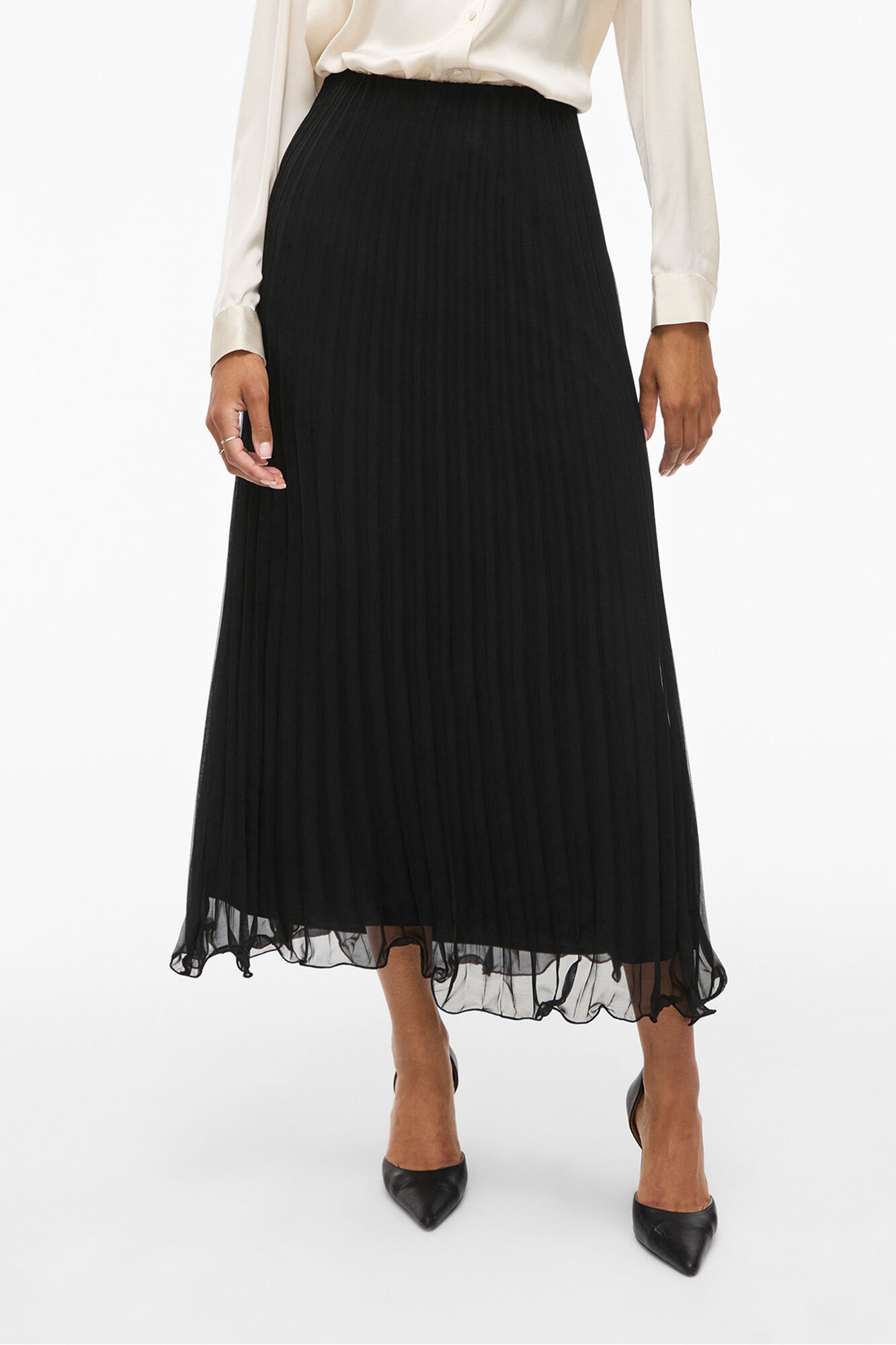 Vila Falda midi plisada de gasa