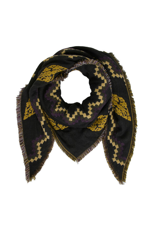 Vila Bufanda triangular con motivos &eacute;tnicos Negro