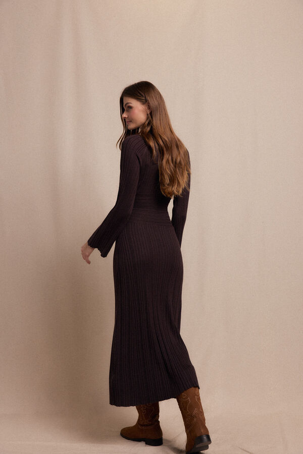 Slowlove Vestido Perkins canal&eacute; Marr&oacute;n oscuro