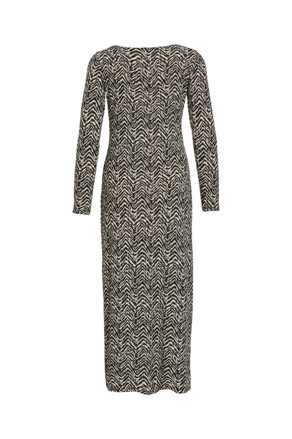 Vila Vestido midi estampado de manga larga Estampado gris