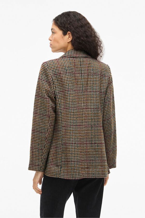Vila Americana blazer de cuadros Marr&oacute;n