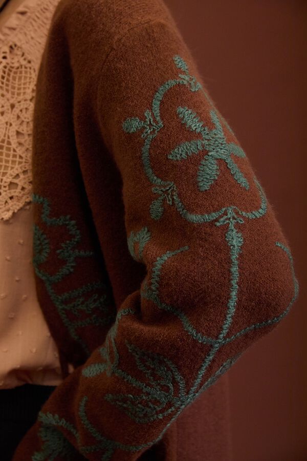 Meisie C&aacute;rdigan con lazos bordados Estampado beige