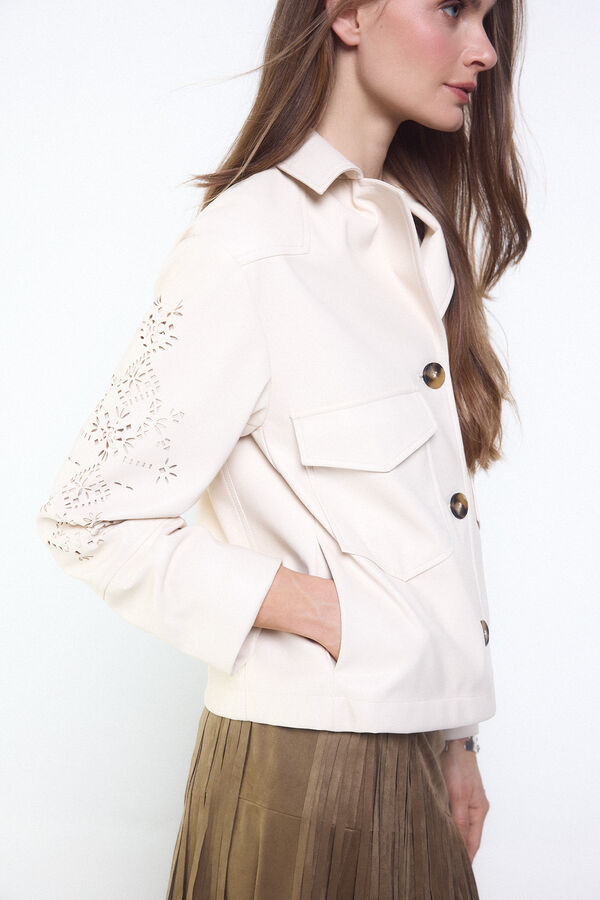 Slowlove Cazadora perforados en manga Beige