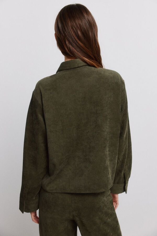 Vila Camisa de pana manga larga Verde oscuro