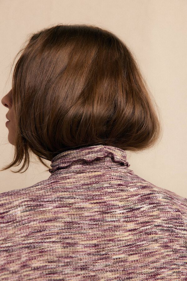 Slowlove Camiseta cuello alto melange Lila