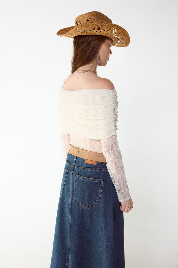 Slowlove Top descombrado lencero Marfil