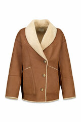 Slowlove Abrigo corto efecto doble faz Beige