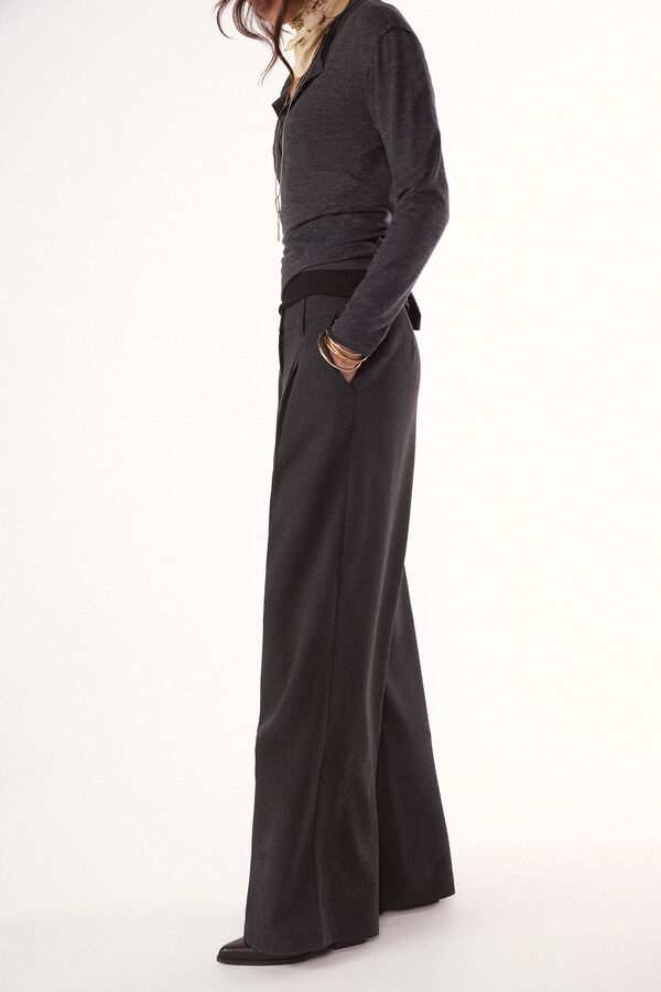 Slowlove Pantal&oacute;n pinzas recto Gris oscuro