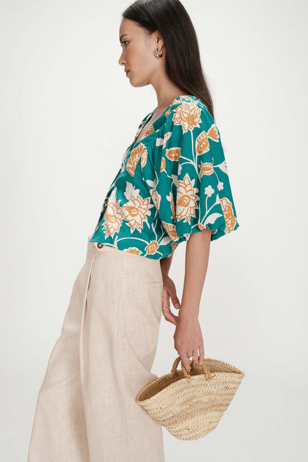 Grace & Mila Top floral corto Vahe Verde