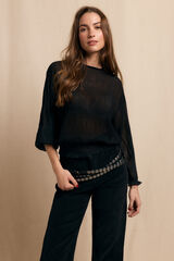 Slowlove Blusa fruncida Negro