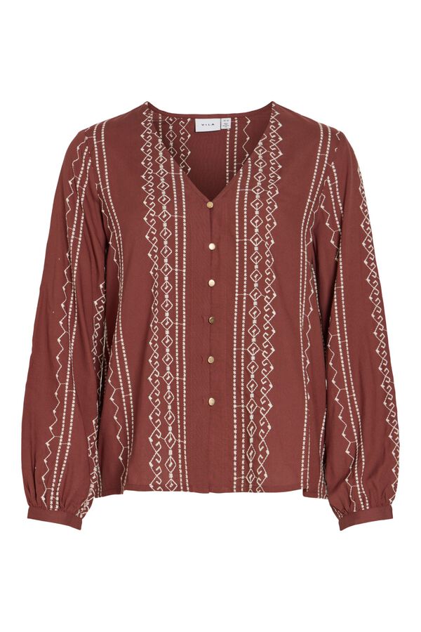 Vila Blusa bordada manga larga Vino