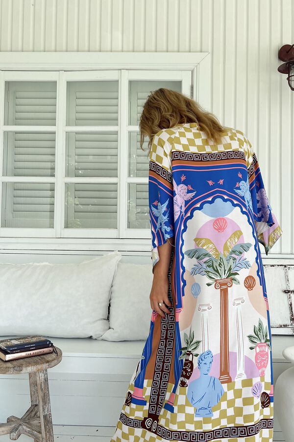 Jaase Vestido largo kaft&aacute;n Multicolor