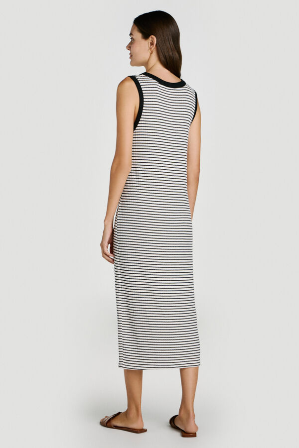 Vila Vestido midi de punto canal&eacute; abotonado Estampado blanco