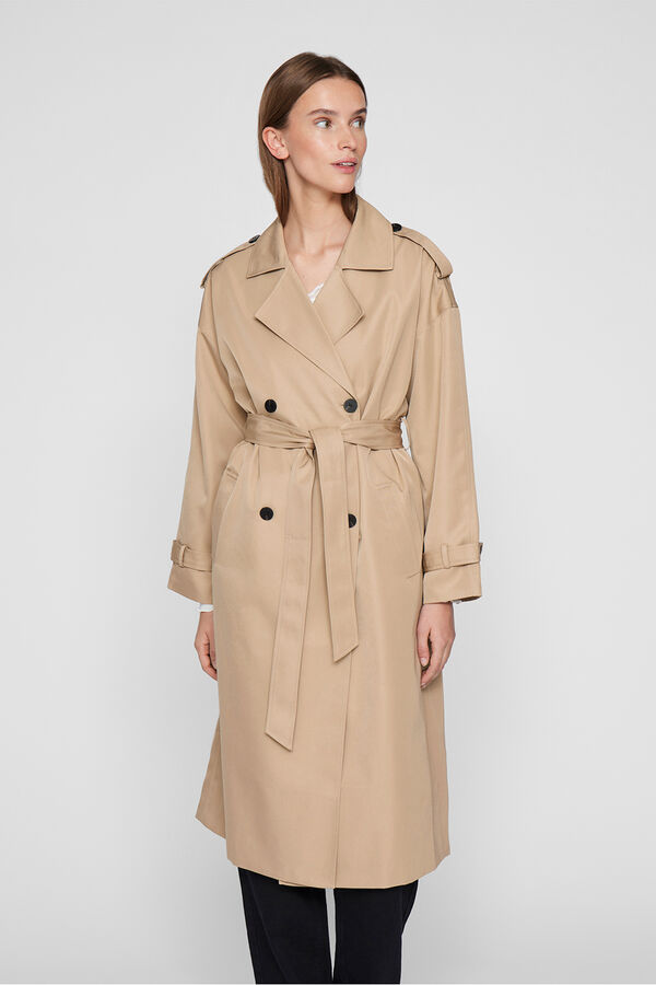 Vila Gabardina larga anudada Beige