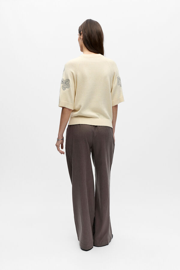 Object Jersey manga corta bordado Beige