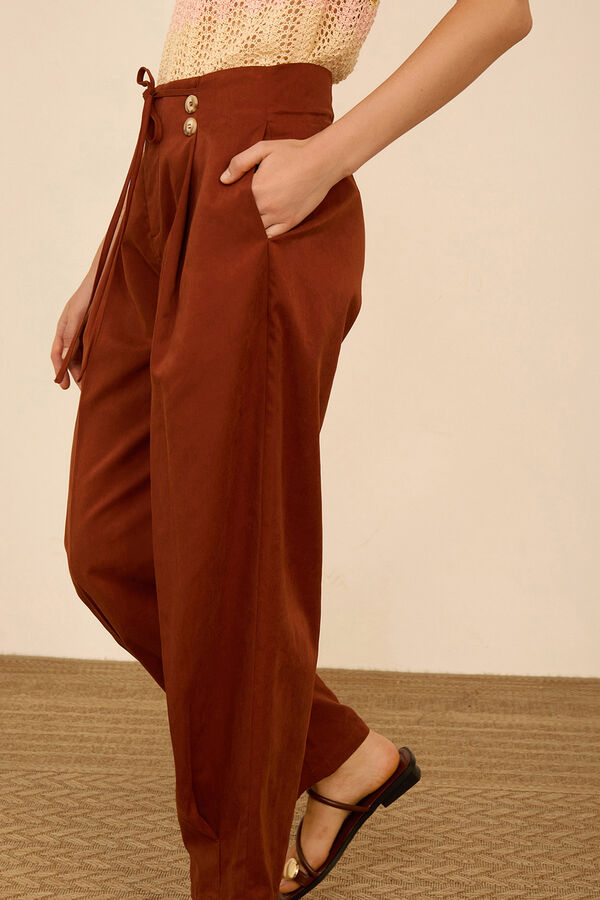 Meisie Pantal&oacute;n tobillero con pinzas Marr&oacute;n