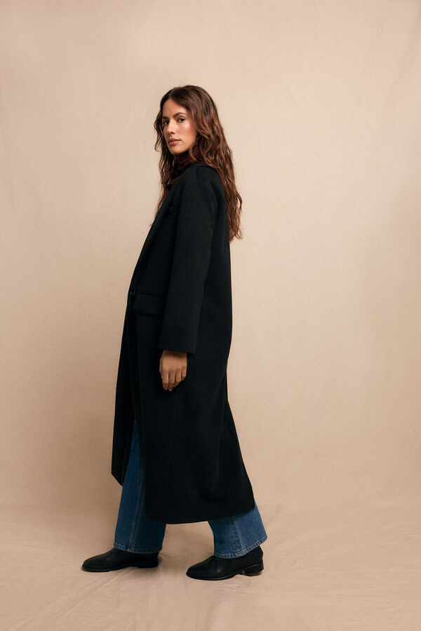 Slowlove Abrigo largo con cuello esmoquín Negro